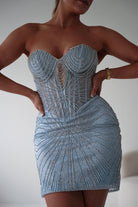 Oh Hello Clothing Women > Clothing > Dresses 1*DONE-J879-Embellished Strapless Mini Dress