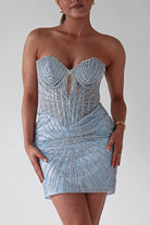 Oh Hello Clothing Women > Clothing > Dresses 1*DONE-J879-Embellished Strapless Mini Dress