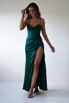 Julianne Corset Satin Gown | Emerald Green | Debs & Prom | Formal Gown | Oh Hello Clothing