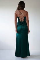 Julianne Corset Satin Gown | Emerald Green | Debs & Prom | Formal Gown | Oh Hello Clothing