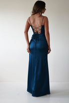 Julianne Corset Satin Gown | French Navy | Debs & Prom | Formal Gown | Oh Hello Clothing