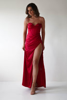 Julianne Corset Satin Gown | Red | Debs & Prom | Formal Gown | Oh Hello Clothing