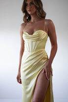 Julianne Corset Satin Gown | Yellow | Debs & Prom | Formal Gown | Oh Hello Clothing