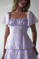 Mirielle Gold Detail Ruffle Maxi Dress Lilac | Wedding Guest Dress | Maxi | Oh Hello Clothing