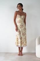 Annabelle Floral Print Midaxi Dress Yellow | Wedding Guest Dress | Oh Hello Clothing