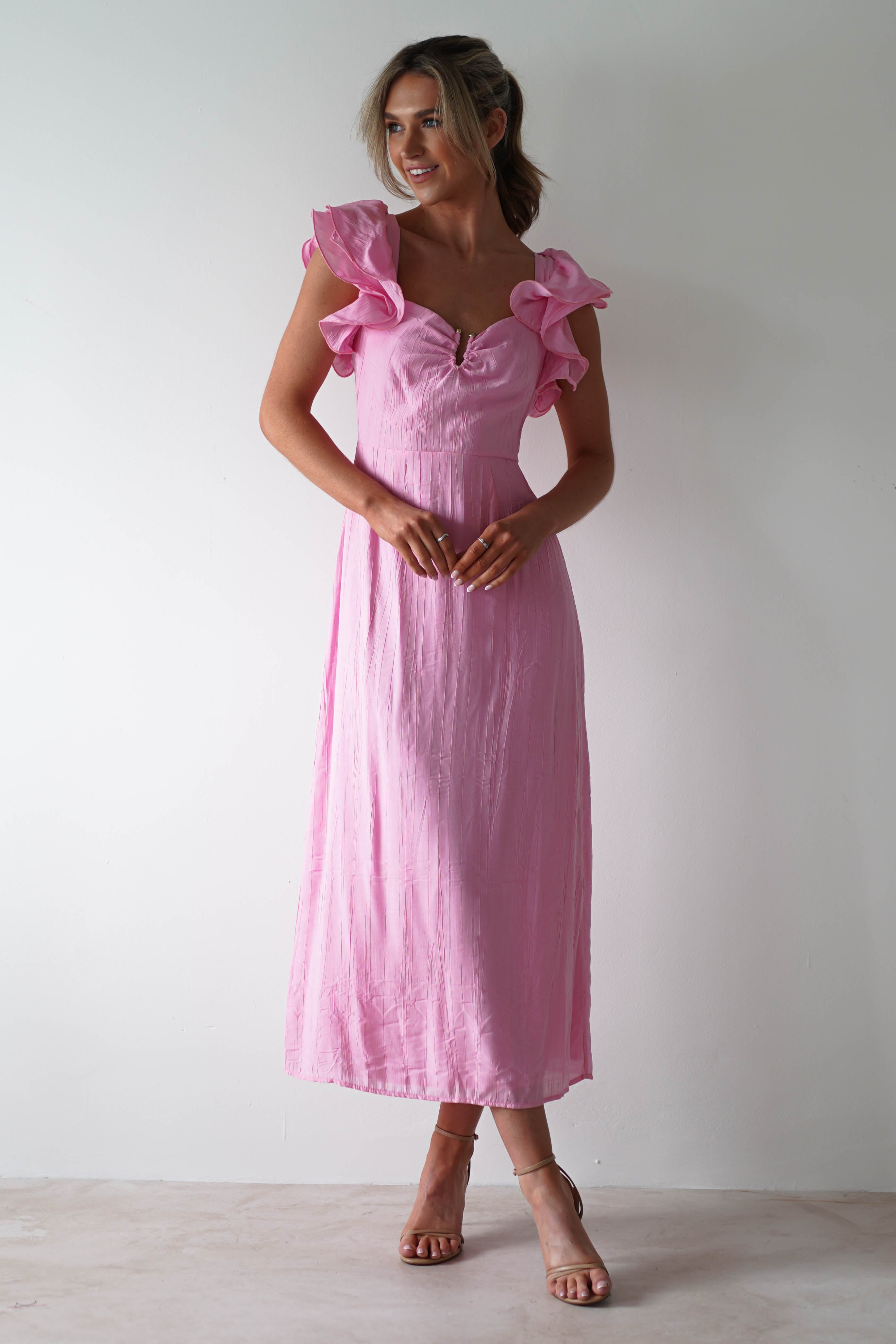 Laria Textured Maxi Dress | Pink