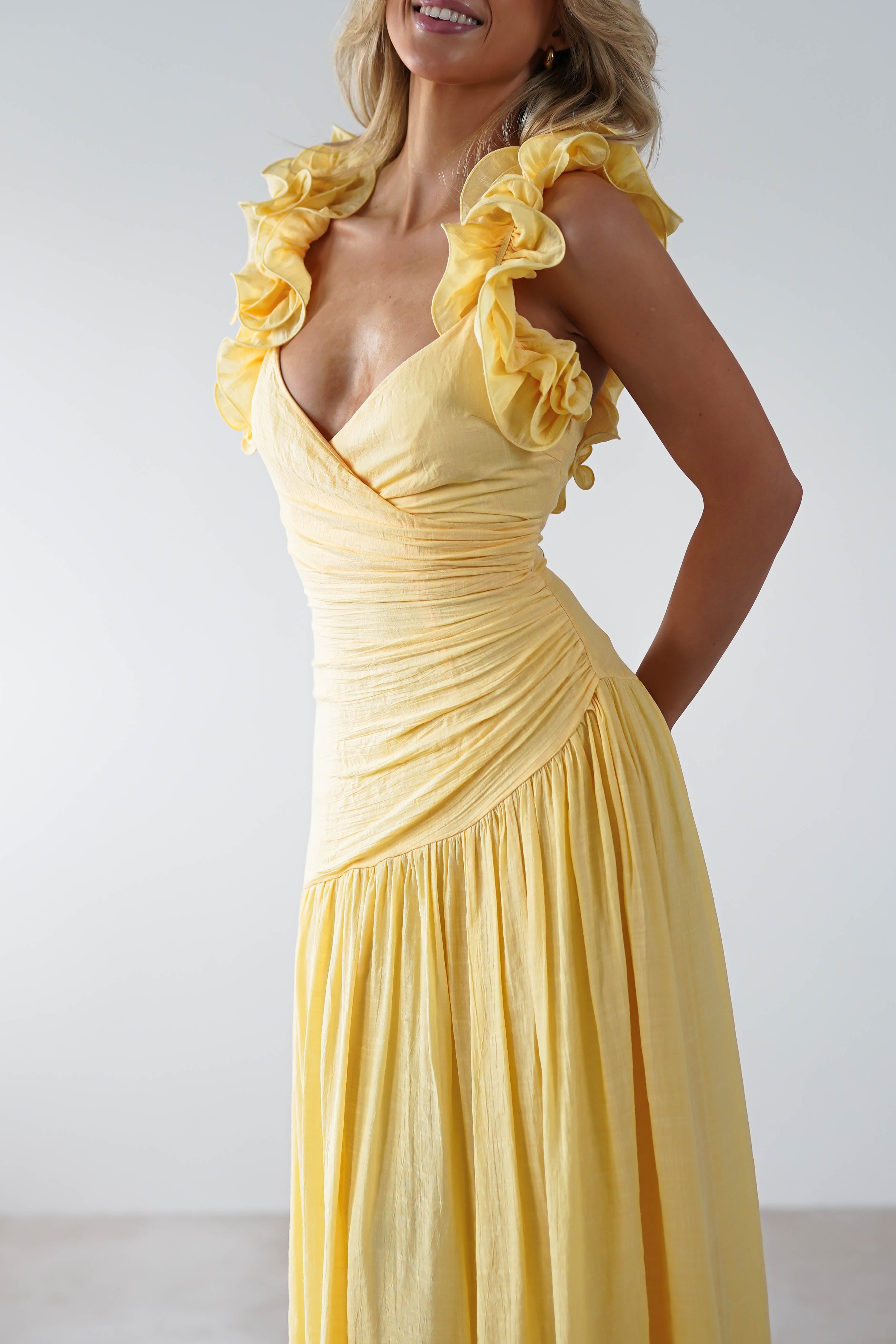 Lara Ruffle Detail Midaxi | Yellow