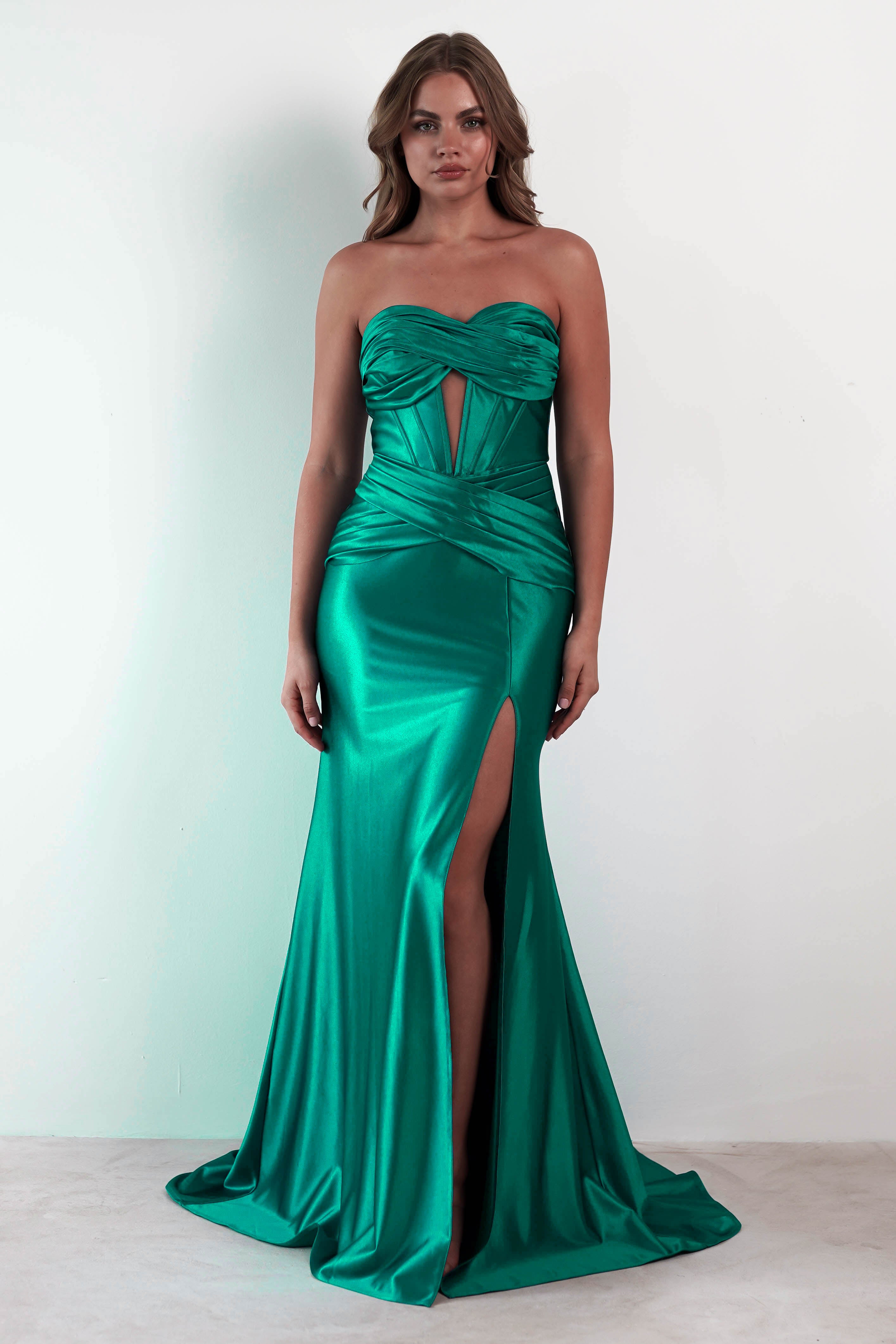 Karra Bodycon Strapless Gown | Emerald Green