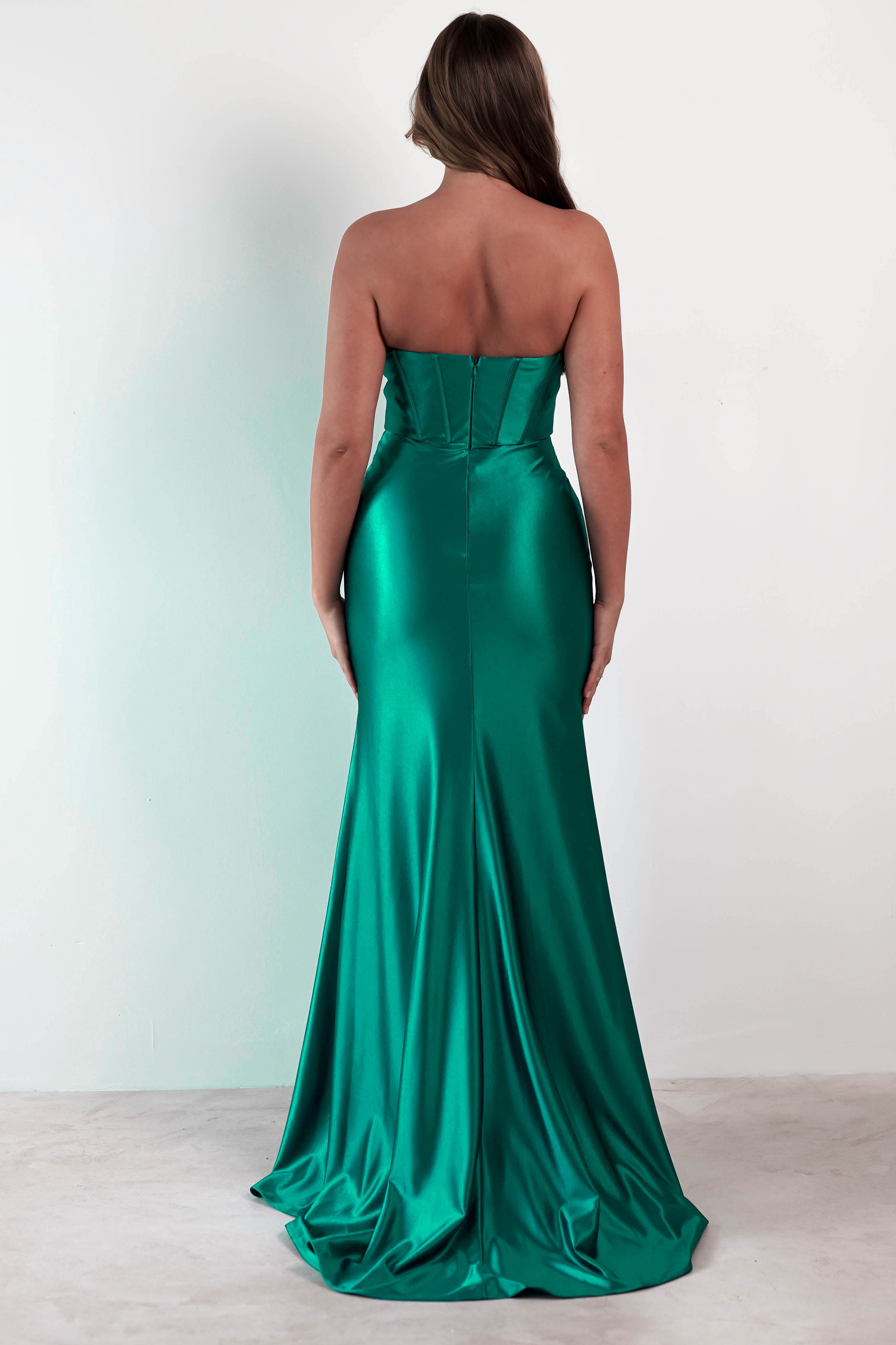 Karra Bodycon Strapless Gown | Emerald Green