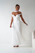 Oh Hello Clothing Women > Clothing > Dresses 1*DONE- Kelsea Off The Shoulder Pleated Maxi Dress |WHITE