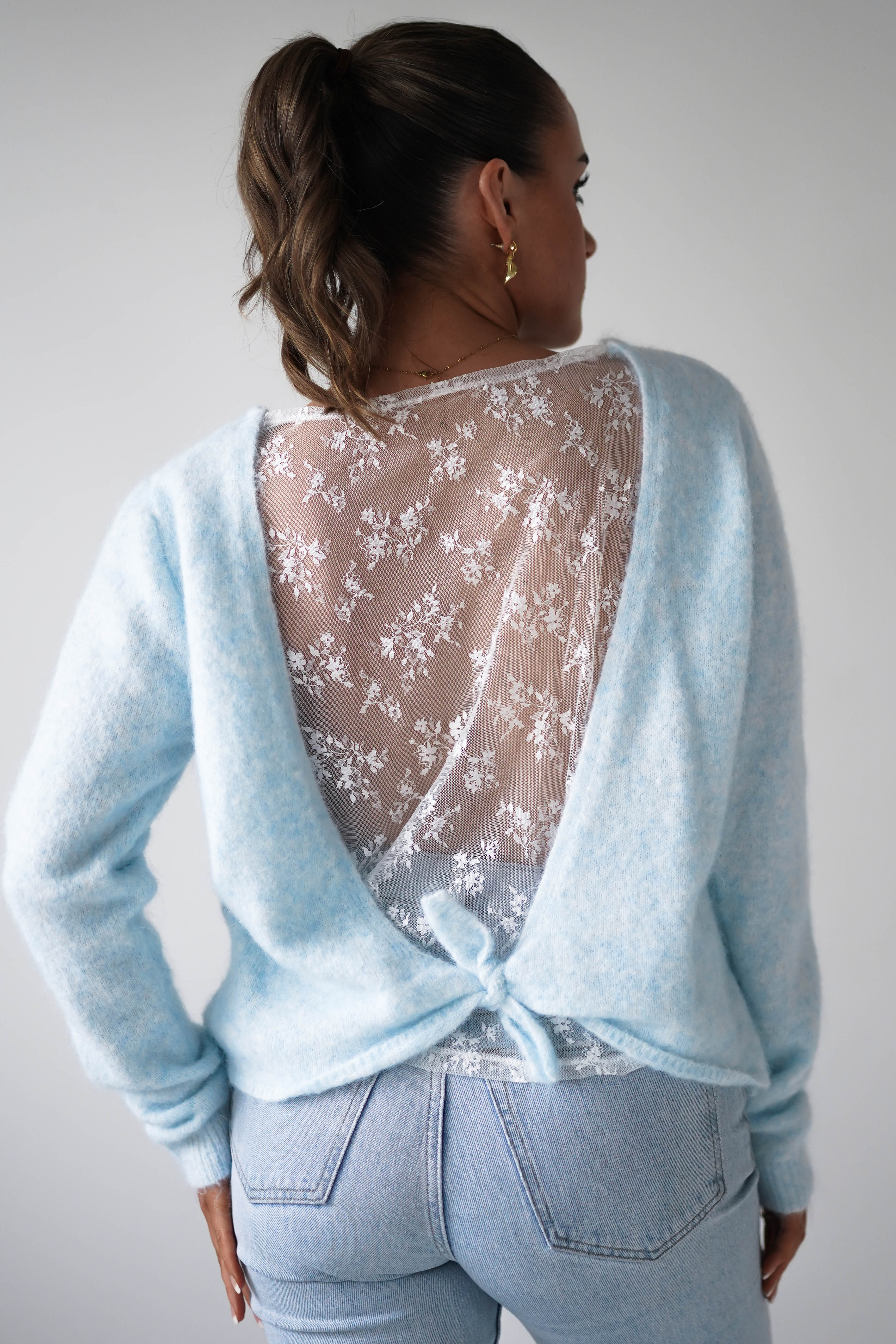 Oh Hello Clothing Women > Clothing > Knitwear ONE SIZE (6/12) 1*DONE- KILKY-Bow Back Detail Knit Jumper – BLUE YP1965 (Copy)