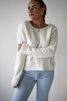 Oh Hello Clothing Women > Clothing > Knitwear ONE SIZE (6/12) 1*DONE- KILKY-Bow Back Detail Knit Jumper – Cream YP1965