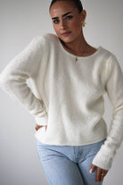 Oh Hello Clothing Women > Clothing > Knitwear ONE SIZE (6/12) 1*DONE- KILKY-Bow Back Detail Knit Jumper – Cream YP1965