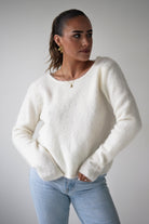 Oh Hello Clothing Women > Clothing > Knitwear ONE SIZE (6/12) 1*DONE- KILKY-Bow Back Detail Knit Jumper – Cream YP1965