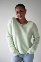 Oh Hello Clothing Women > Clothing > Knitwear ONE SIZE (6/12) 1*DONE- KILKY-Bow Back Detail Knit Jumper – GREEN YP1965 (Copy)
