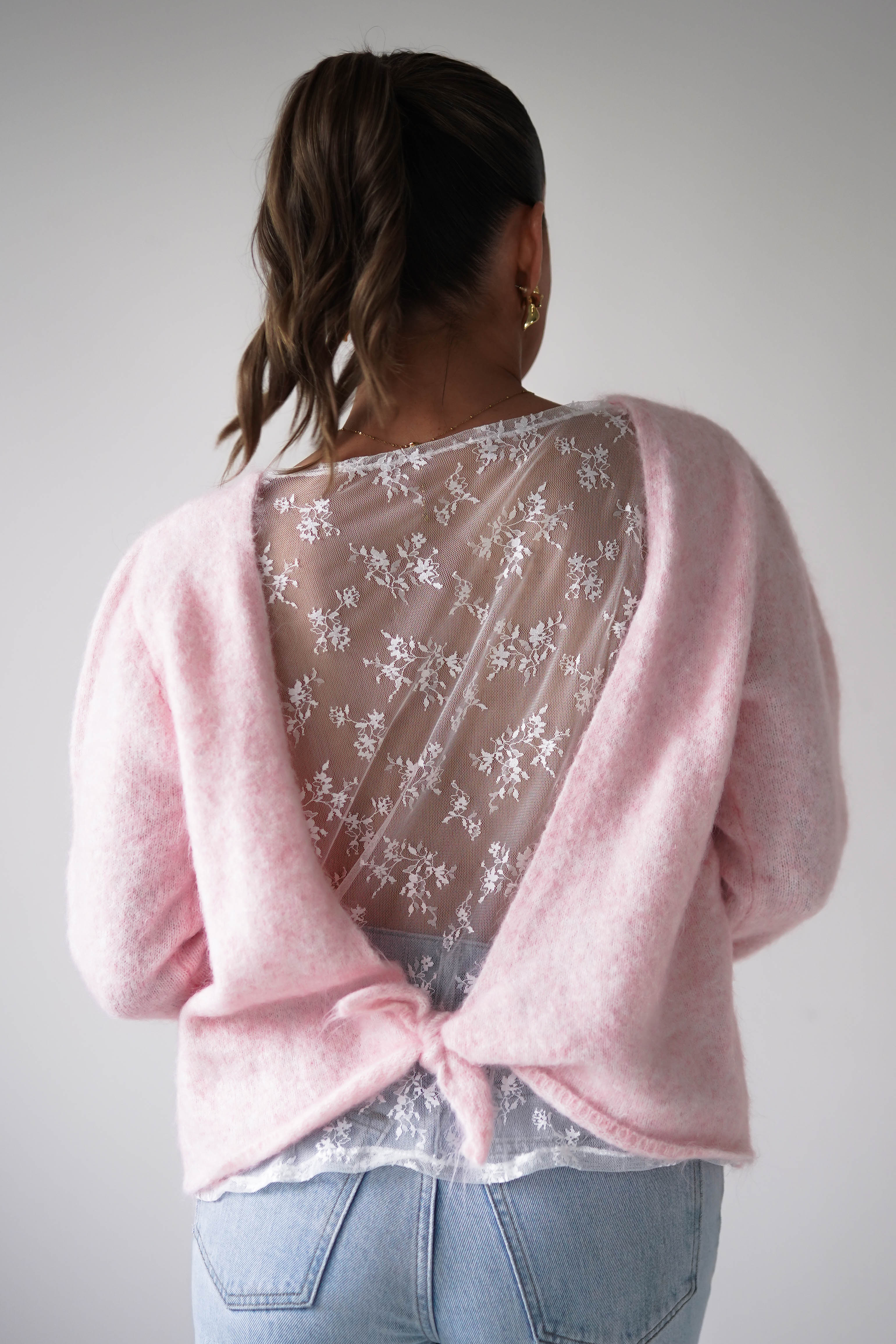 Oh Hello Clothing Women > Clothing > Knitwear ONE SIZE (6/12) 1*DONE- KILKY-Bow Back Detail Knit Jumper – PINK YP1965 (Copy)