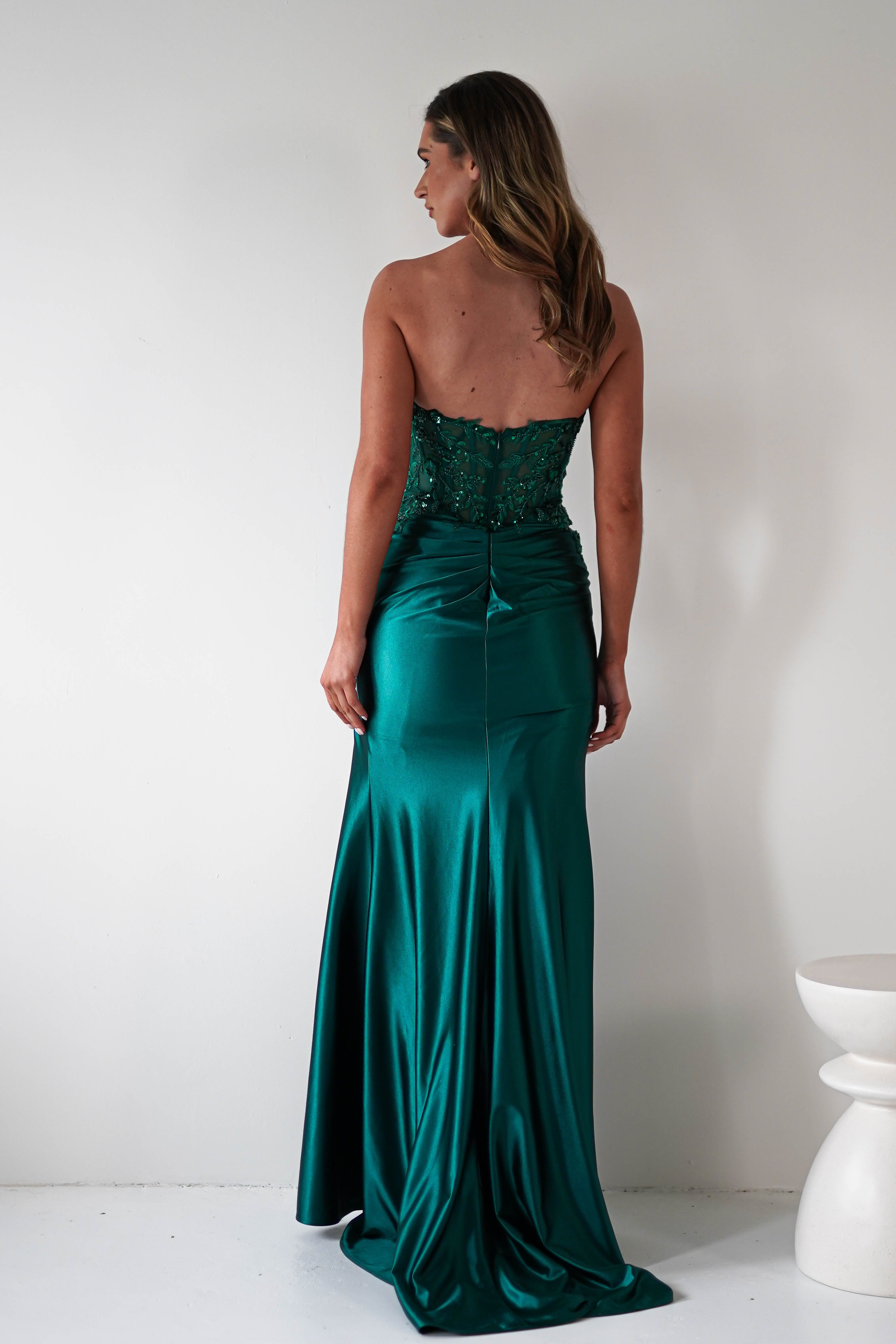 Dallas Luxe Embellished Gown | Emerald Green