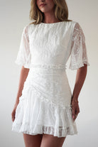 Amélie Boho Lace Detail Mini Dress | White | Graduation | Bride To Be Hen Dress | Oh Hello Clothing