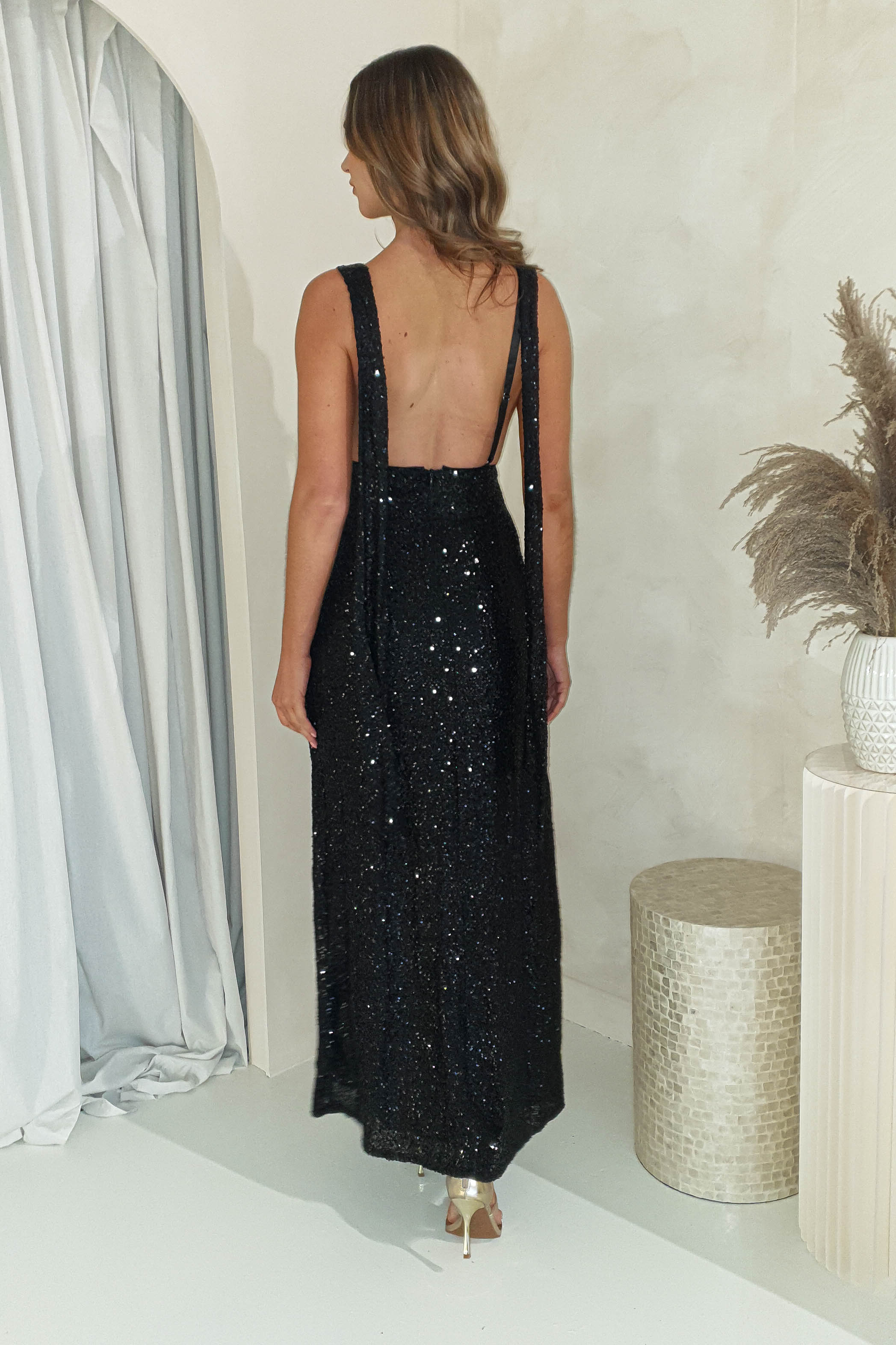 Yara Sequin Formal Gown | Black