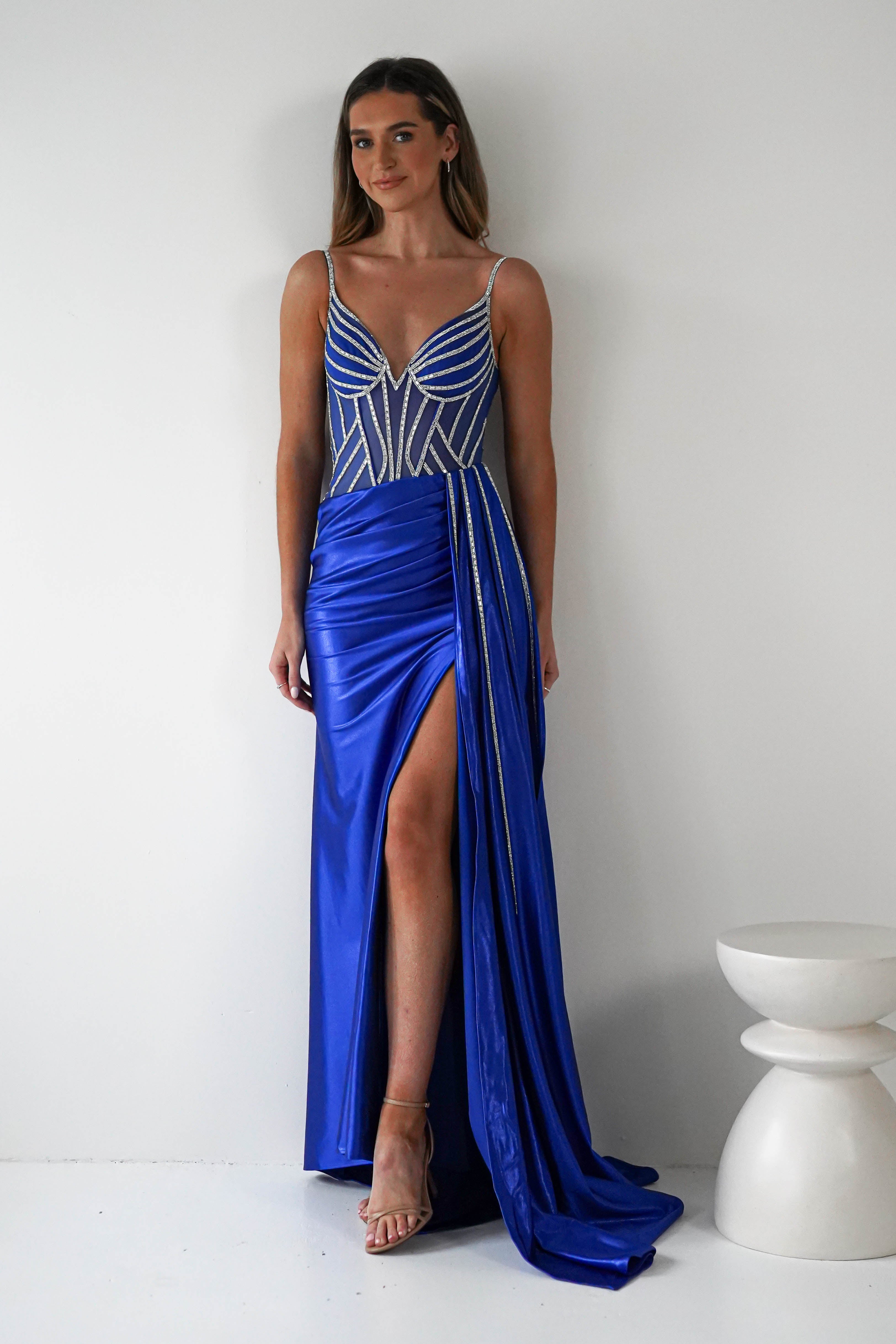 Leonardo Diamante Bodycon Gown | Royal Blue