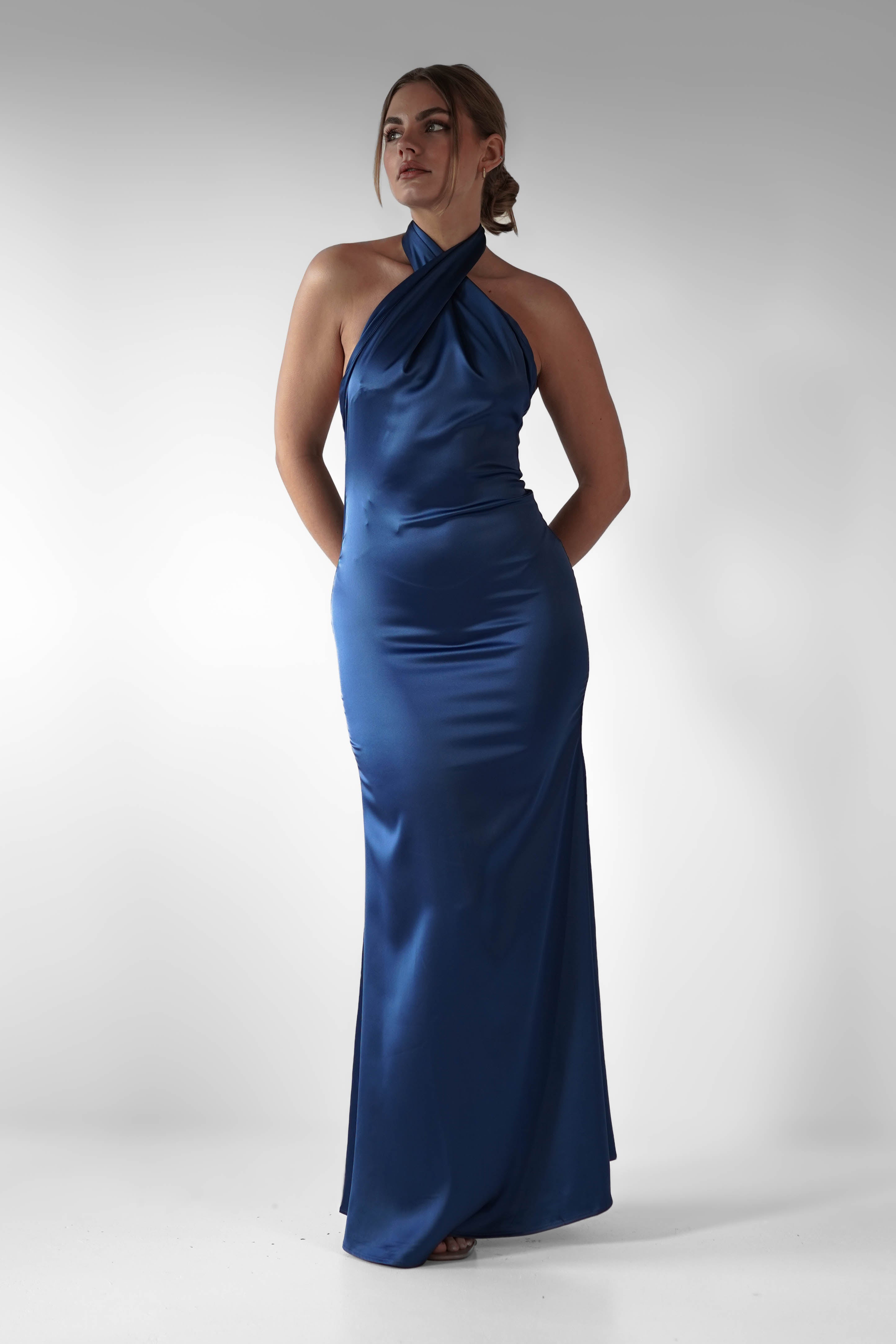 Kartia Halterneck Maxi Gown | Navy