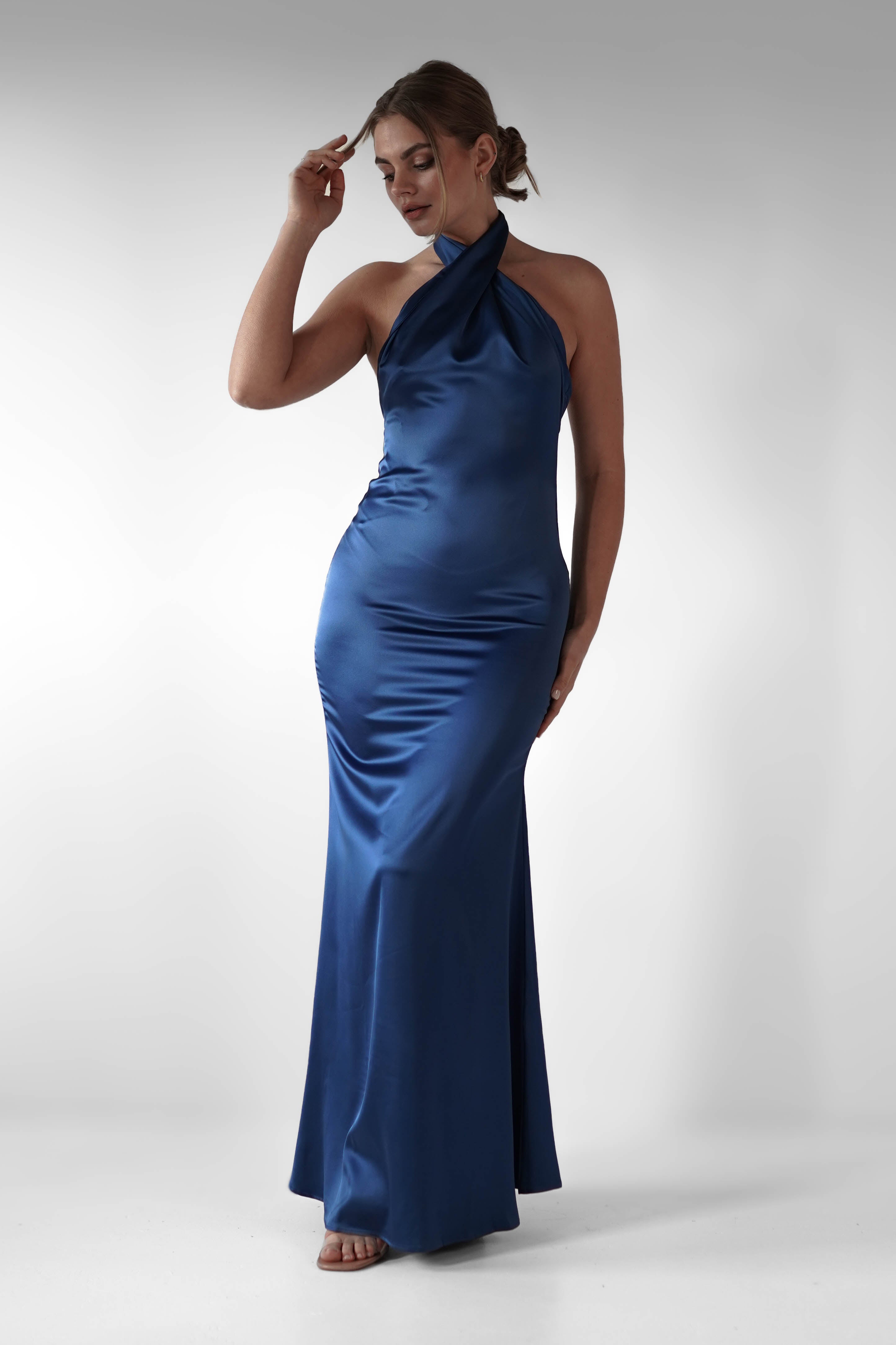 Kartia Halterneck Maxi Gown | Navy