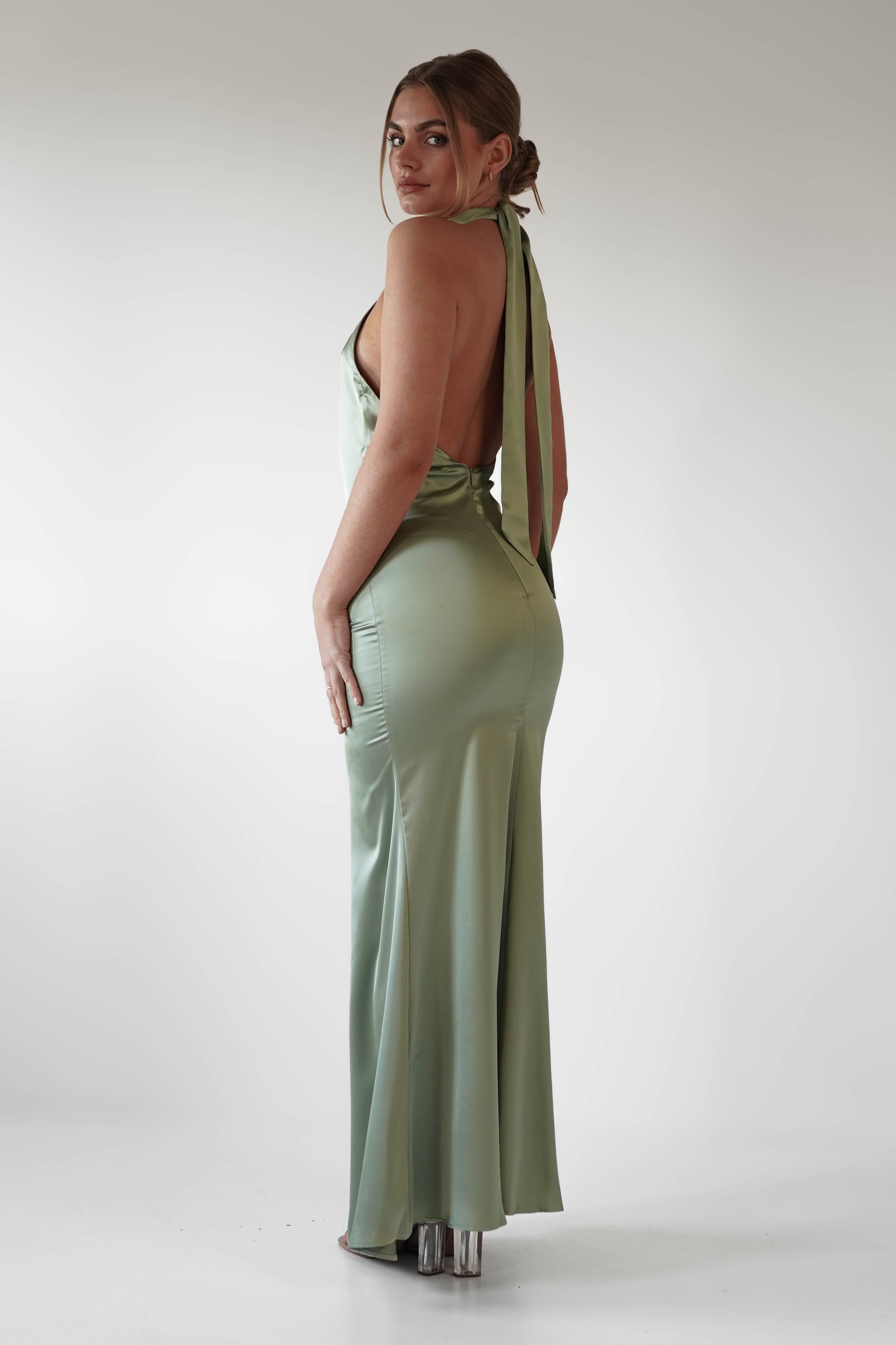 Kartia Halterneck Maxi Gown | Sage