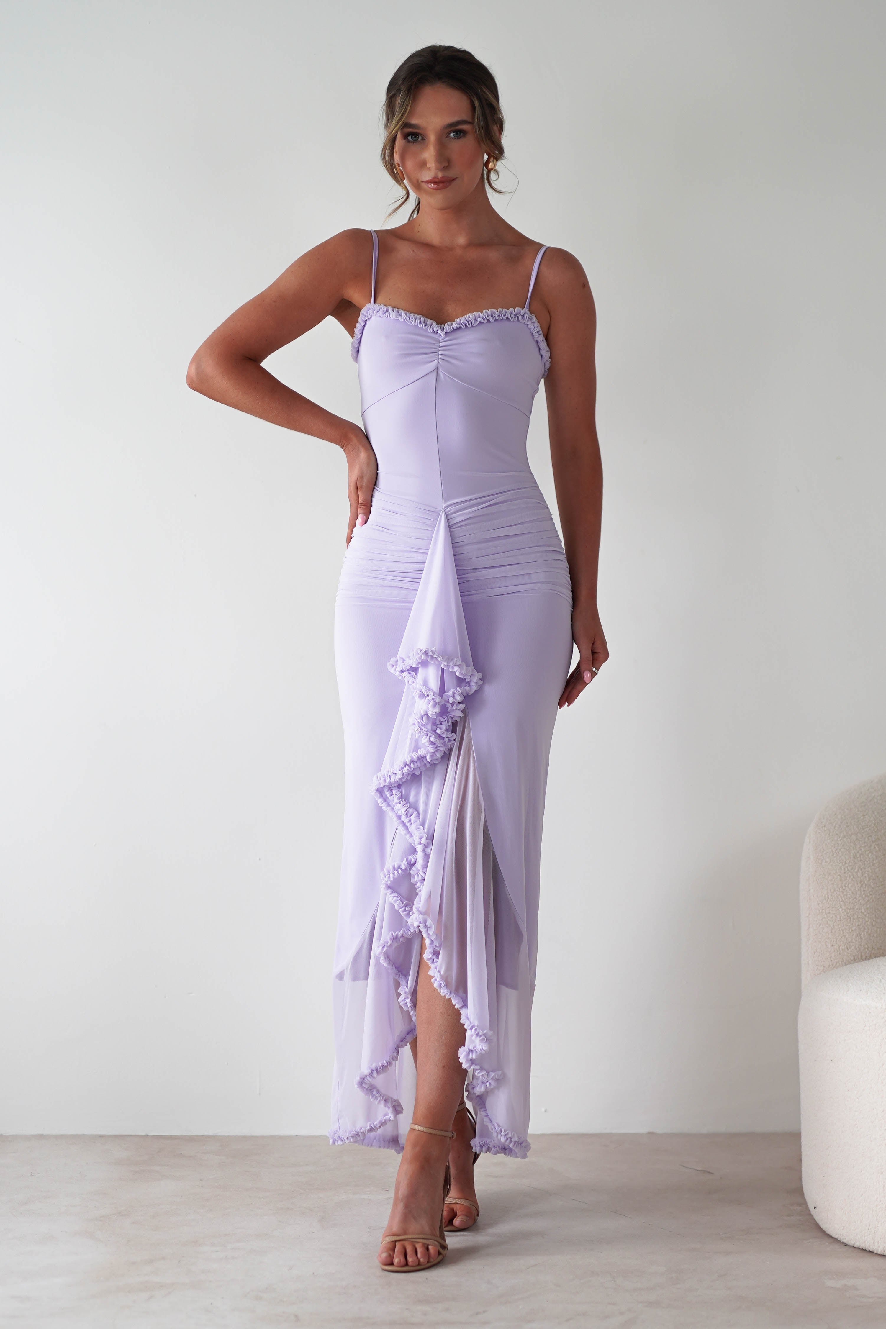 Manuella Mesh Bodycon Midaxi Dress | Lilac