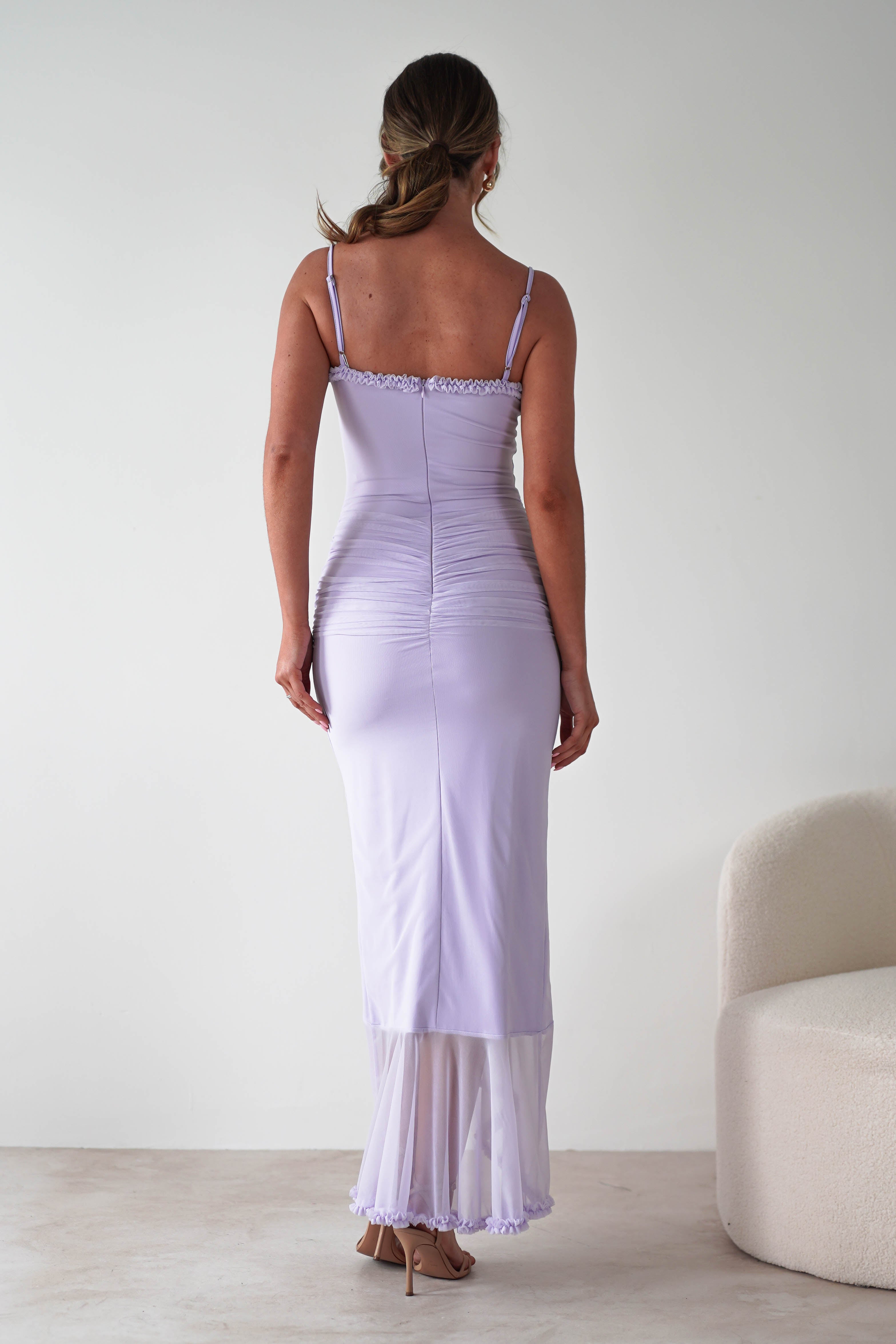 Manuella Mesh Bodycon Midaxi Dress | Lilac