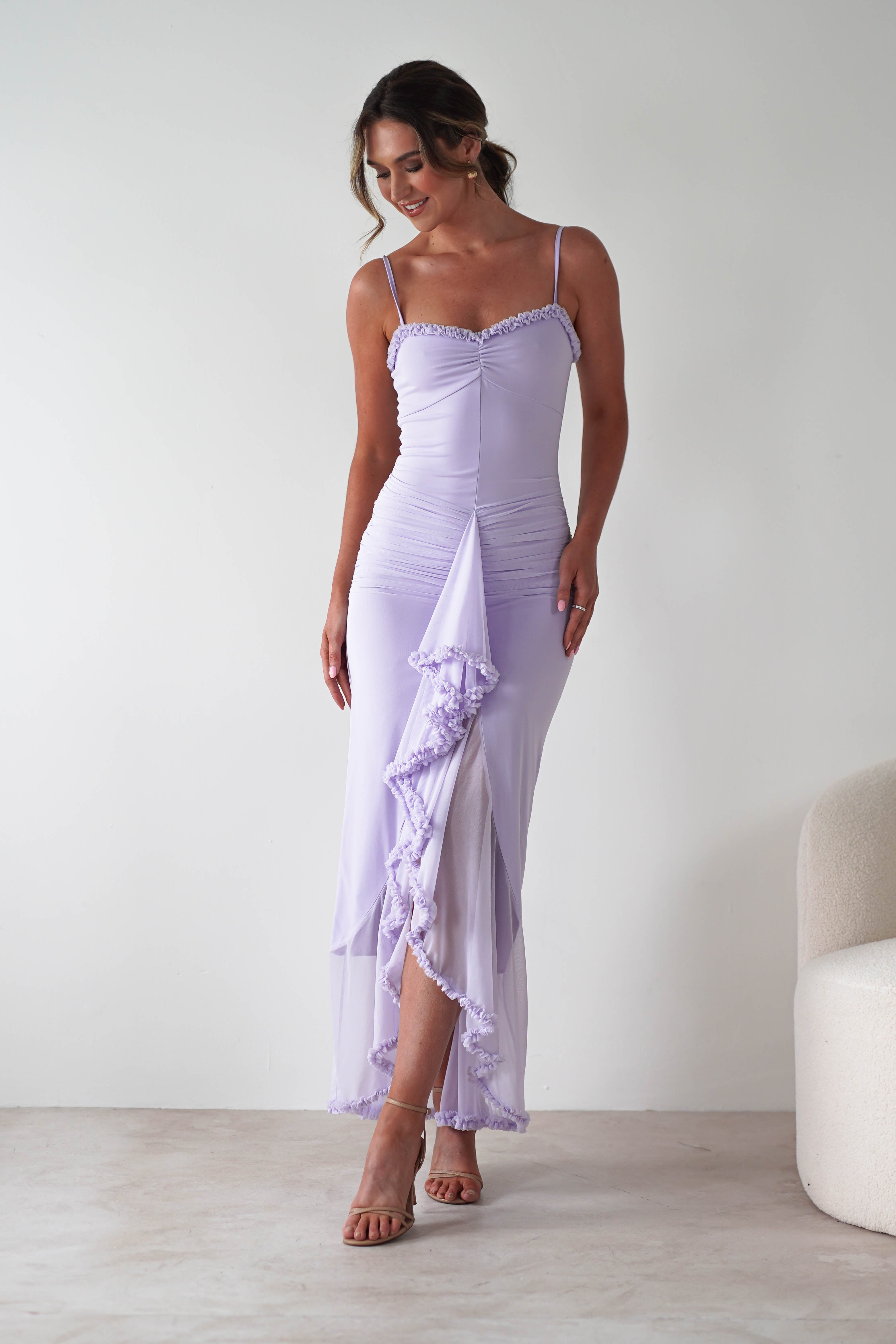 Manuella Mesh Bodycon Midaxi Dress | Lilac