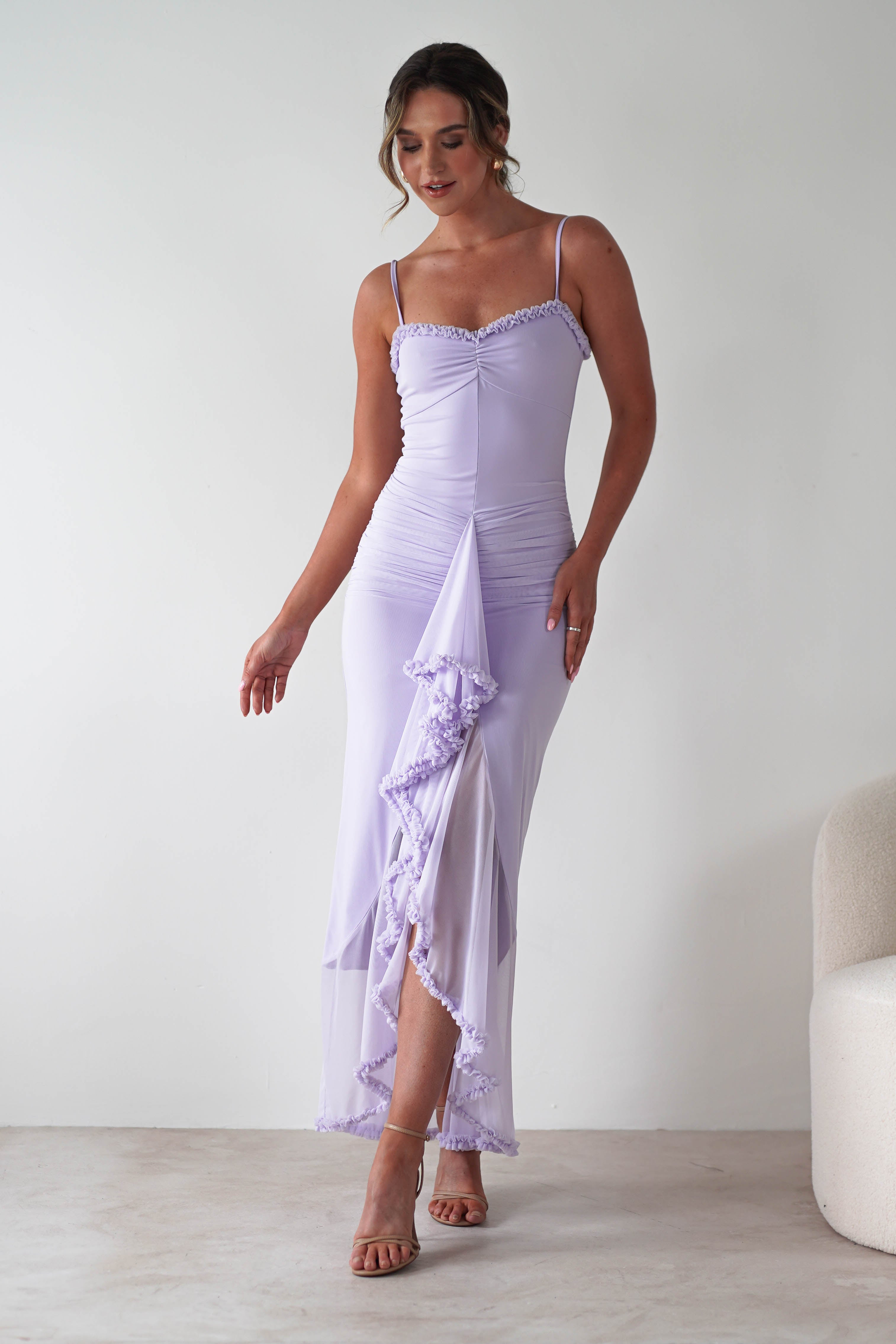 Manuella Mesh Bodycon Midaxi Dress | Lilac