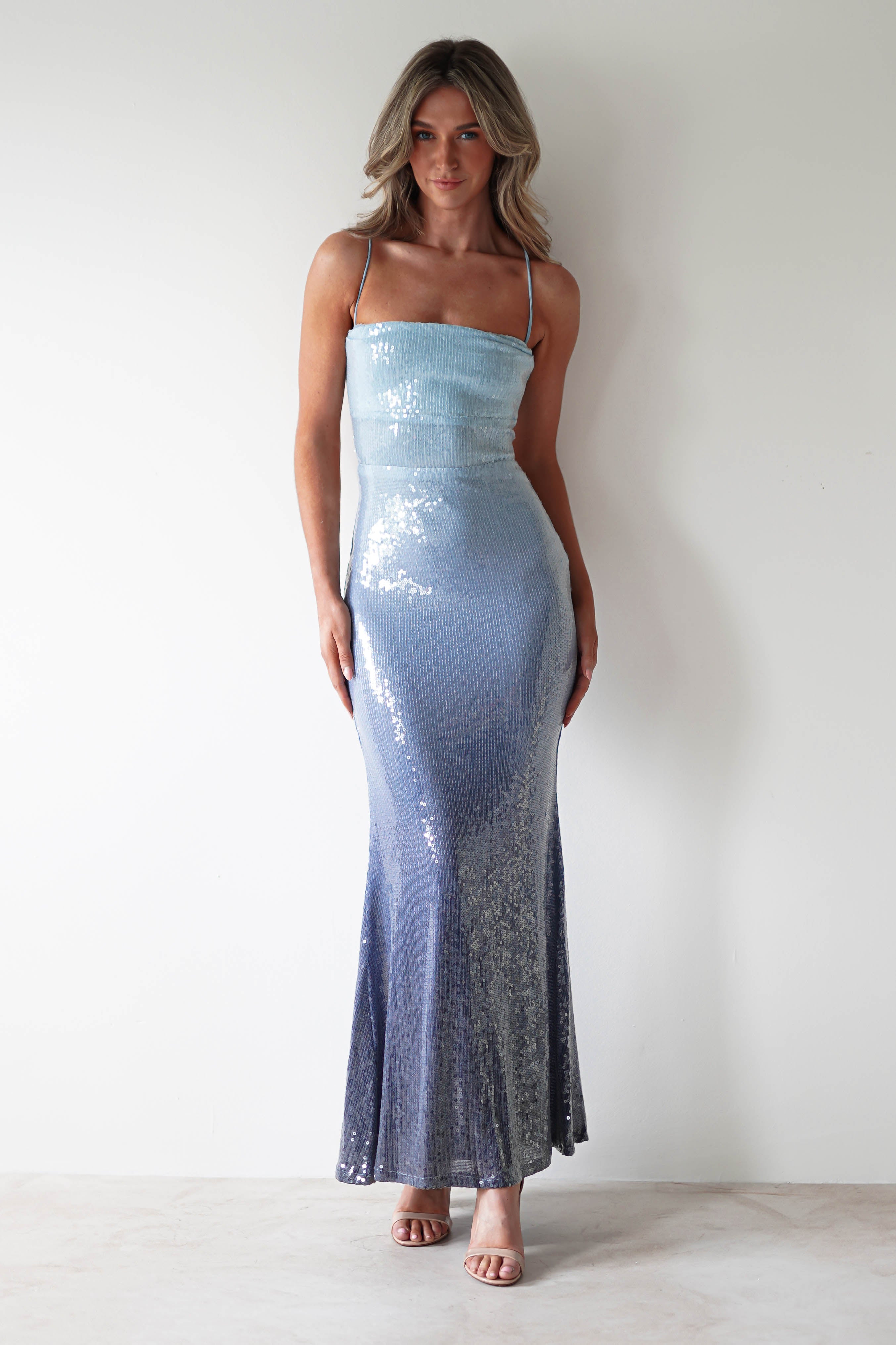Chloé Ombre Sequin Maxi Gown | Blue/Grey