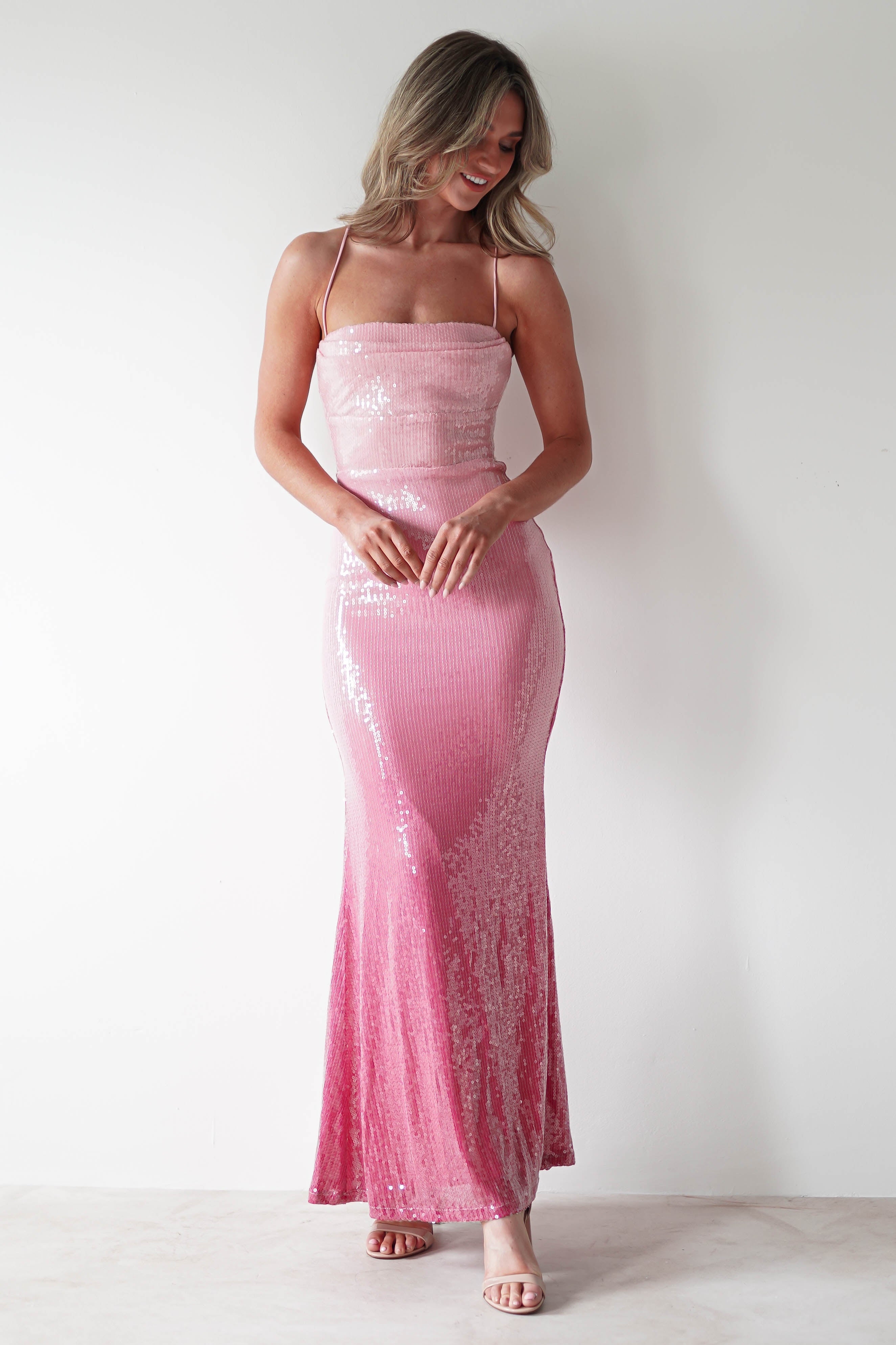 Chloé Ombre Sequin Maxi Gown | Pink