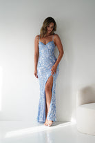 Oh Hello Clothing Women > Clothing > Dresses 1*DONE - LOVESOME-CD55508-LIGHT BLUE SEQUIN GOWN