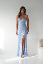 Oh Hello Clothing Women > Clothing > Dresses 1*DONE - LOVESOME-CD55508-LIGHT BLUE SEQUIN GOWN