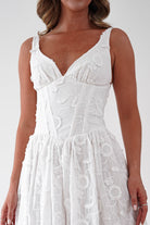 Oh Hello Clothing Women > Clothing > Dresses 1*DONE-LUXXEL-LD12613-White Floral Textured Midi Dress