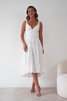 Oh Hello Clothing Women > Clothing > Dresses 1*DONE-LUXXEL-LD12613-White Floral Textured Midi Dress