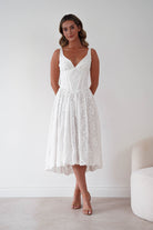 Oh Hello Clothing Women > Clothing > Dresses 1*DONE-LUXXEL-LD12613-White Floral Textured Midi Dress