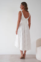 Oh Hello Clothing Women > Clothing > Dresses 1*DONE-LUXXEL-LD12613-White Floral Textured Midi Dress