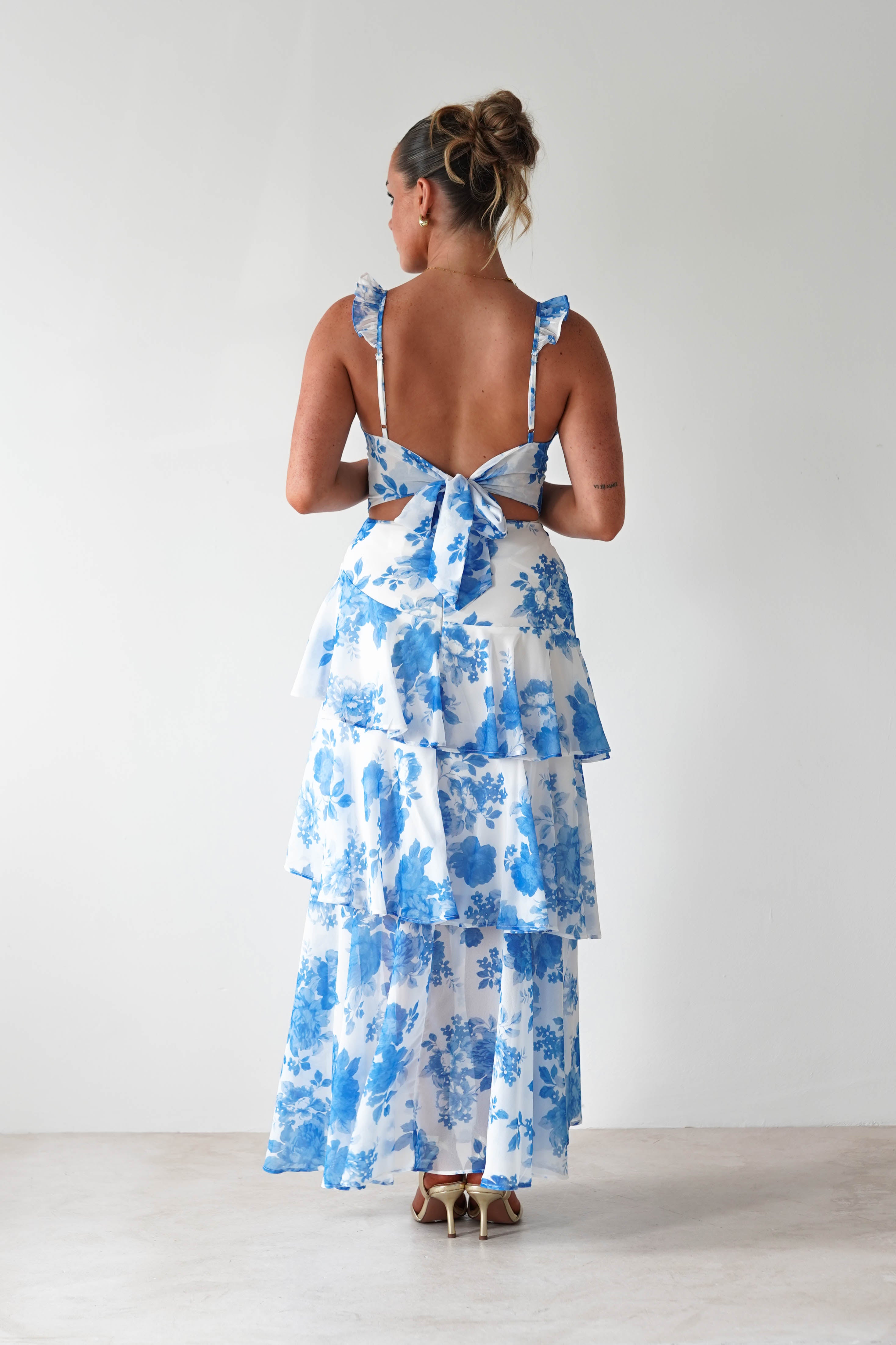 Madrid Ruffle Floral Maxi Dress | Blue | Oh Hello Clothing | XS (6)