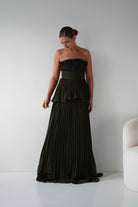 Oh Hello Clothing Women > Clothing > Dresses 1*DONE - MANIJU- MF23064-Green Strapless Pleated Maxi Dress