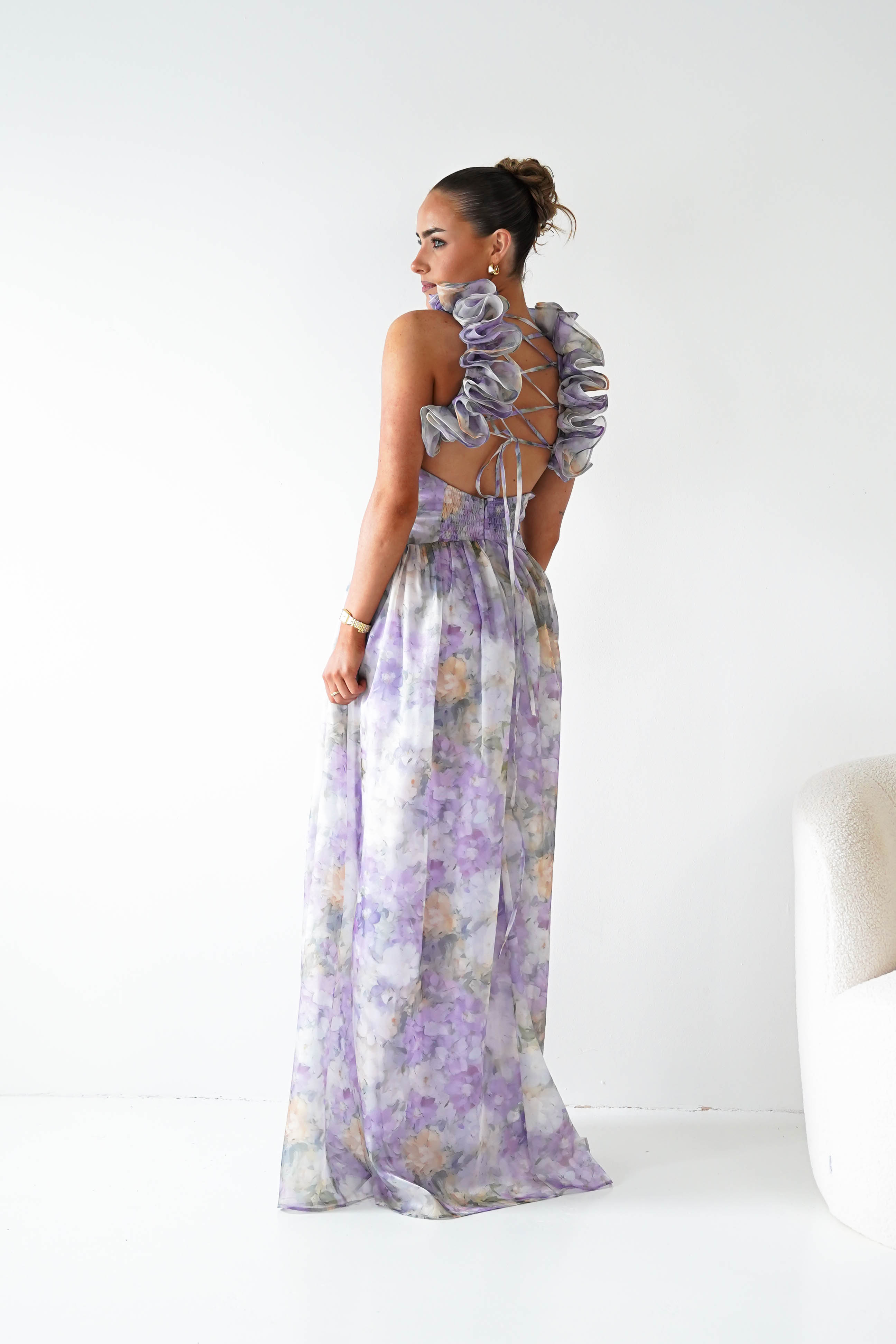 Oh Hello Clothing Women > Clothing > Dresses 1*DONE - MANIJU-MF25105-Floral  Maxi Dress with Ruffle Detail