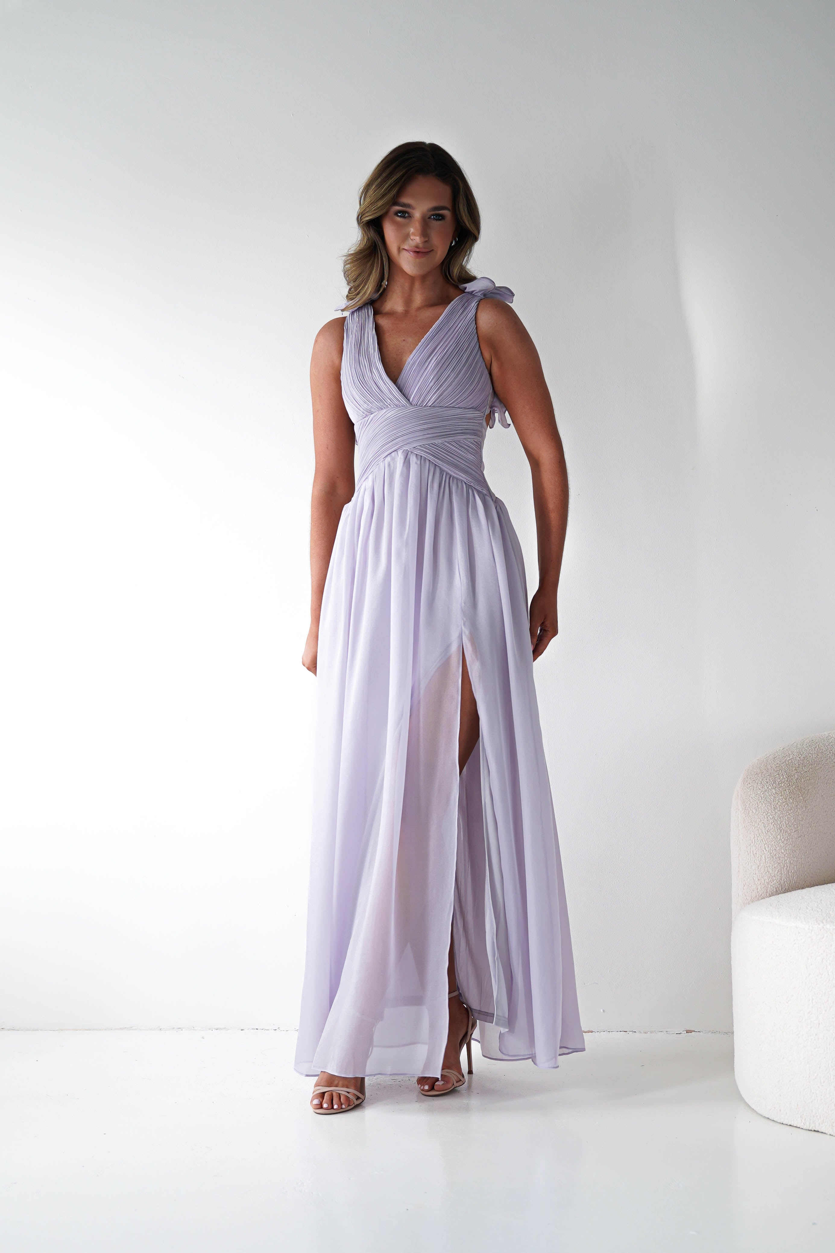 Oh Hello Clothing Women > Clothing > Dresses 1*DONE - MANIJU-MF25105-Lavender Maxi Dress with Ruffle Detail
