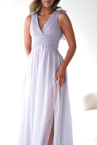 Oh Hello Clothing Women > Clothing > Dresses 1*DONE - MANIJU-MF25105-Lavender Maxi Dress with Ruffle Detail