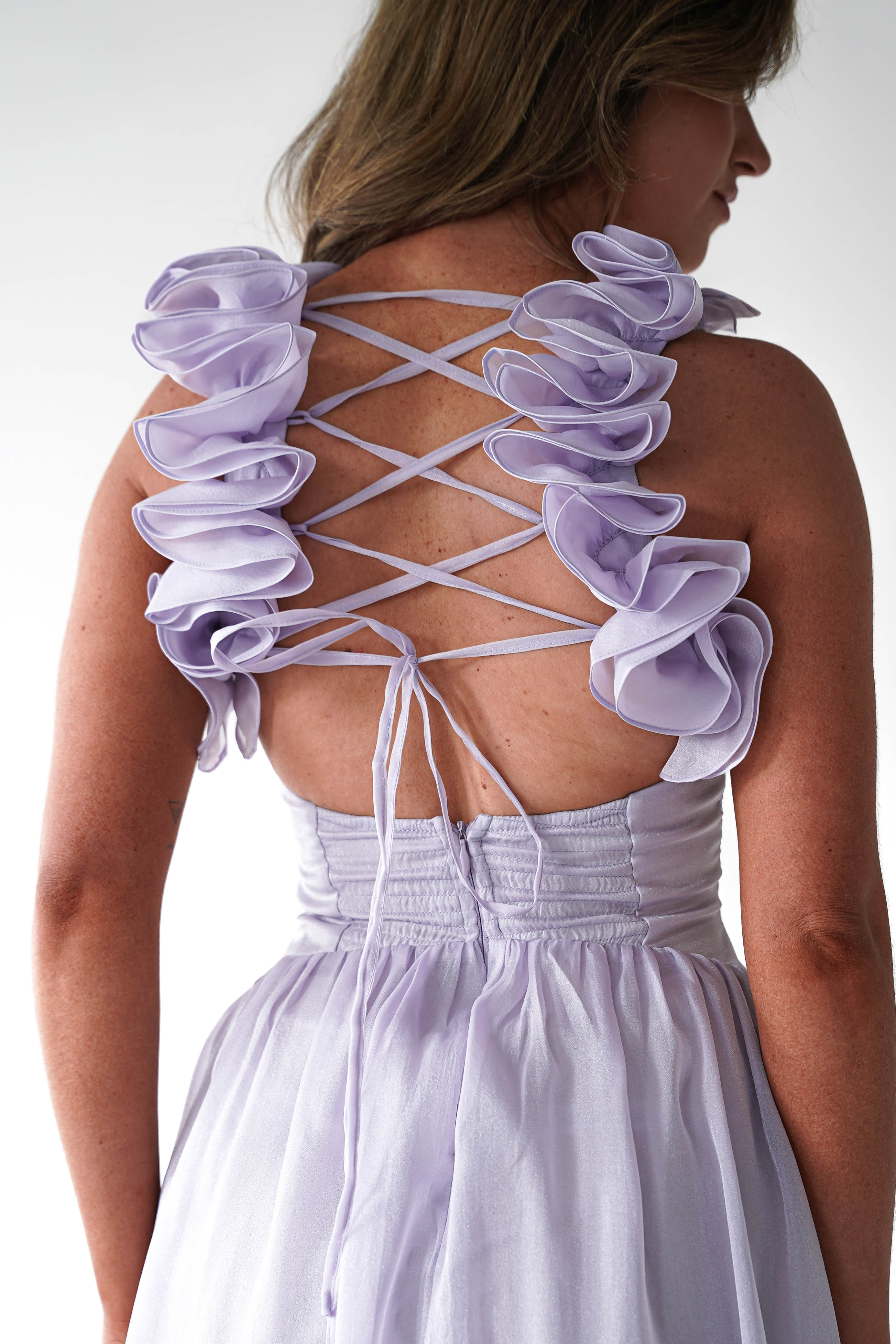 Oh Hello Clothing Women > Clothing > Dresses 1*DONE - MANIJU-MF25105-Lavender Maxi Dress with Ruffle Detail