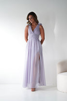Oh Hello Clothing Women > Clothing > Dresses 1*DONE - MANIJU-MF25105-Lavender Maxi Dress with Ruffle Detail