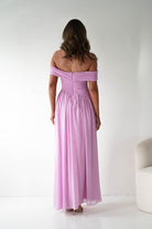 Oh Hello Clothing Women > Clothing > Dresses 1*DONE - MANIJU-MF25145-Pink Pleated Off-Shoulder Maxi Dress