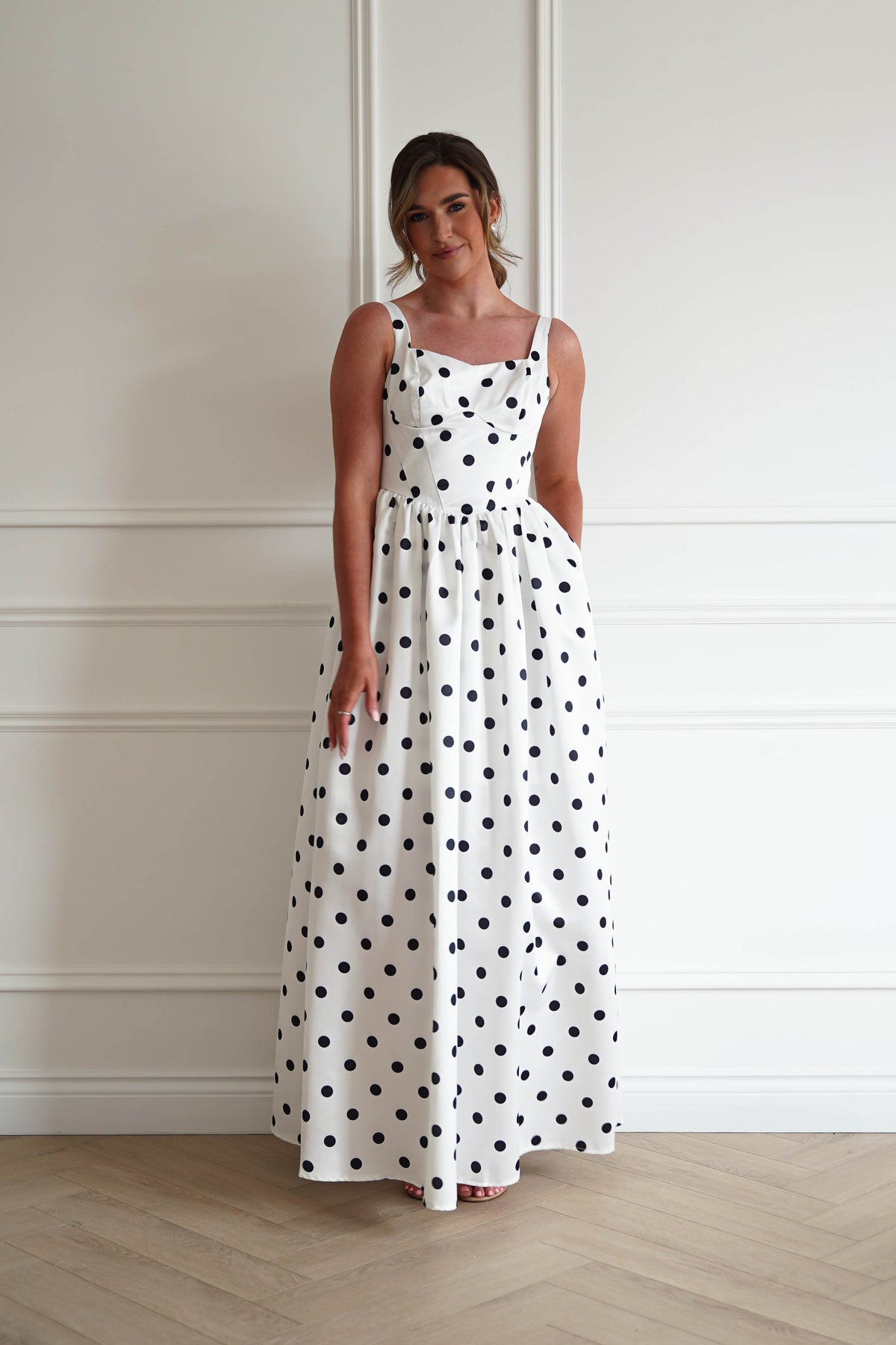 Coraline Polka Dot Maxi Dress | White Coraline Polka Dot Maxi Dress | White
