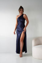 Oh Hello Clothing Women > Clothing > Dresses 1*DONE - MANIJU- MM24520-NAVY One-Shoulder Dress with Matching Scarf