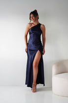 Oh Hello Clothing Women > Clothing > Dresses 1*DONE - MANIJU- MM24520-NAVY One-Shoulder Dress with Matching Scarf